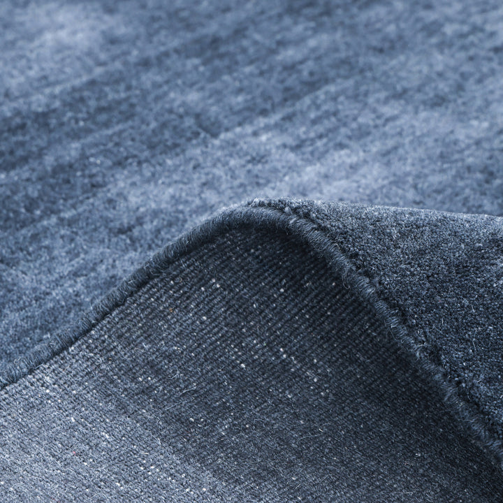 Blue Solid Wool Rug