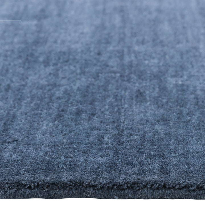Blue Solid Wool Rug