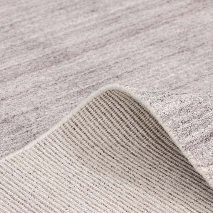 Grey Solid Wool Art Silk Blend Rug