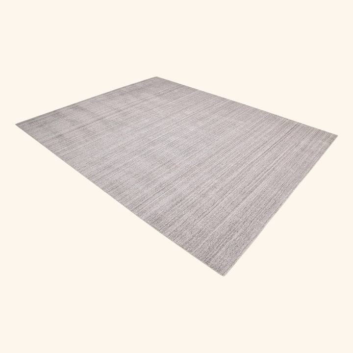 Grey Solid Wool Art Silk Blend Rug