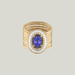 Oval Harem Ring, Tanzanite Diamond, Size 7