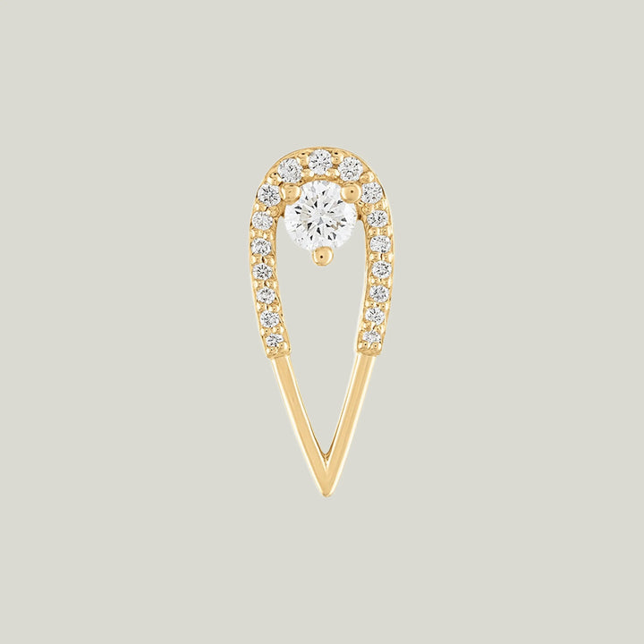Peacock Stud Earrings, Yellow Gold, White Diamond, Medium