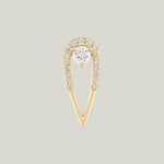 Peacock Stud Earrings, Yellow Gold, White Diamond, Medium