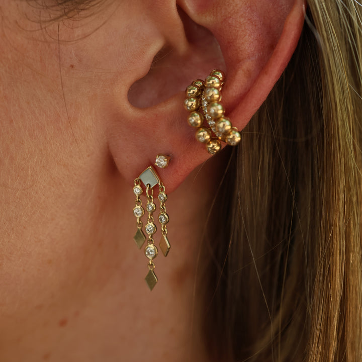 Bubbles Double Row Ear Cuff, Yellow Gold
