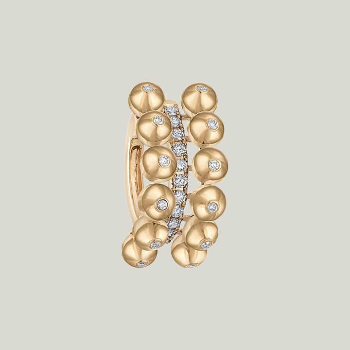 Bubbles Double Row Ear Cuff, Yellow Gold