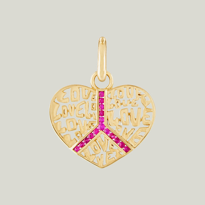 Peace & Love Pendant, Ruby