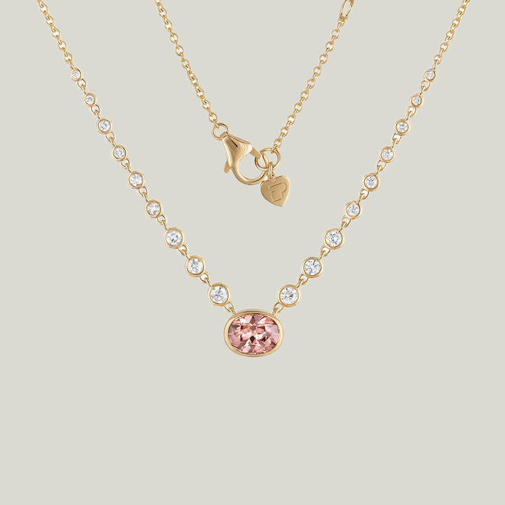 Bubbles Small Necklace #22 (deep pink zircon oval)