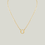 Diamond Bezel Closure Necklace, Yellow Gold, 22"