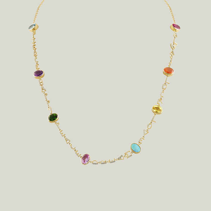 Tiny Letters Necklace, Rainbow, FIERCE, 20"