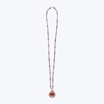 Caged Garnet and Peacock Pearls Necklace