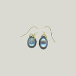 Woven Gold Bale Drops Earrings With Peacock Blue Pearl Drop