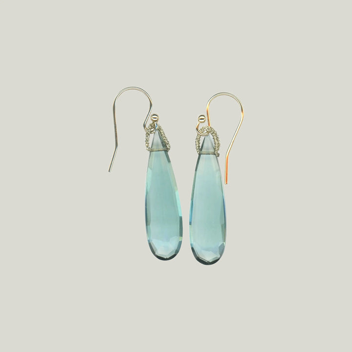 Aquamarine Quartz Drop Earrings