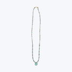 Apatite, Gold Pyrite, Peacock Pearl and Aqua Quartz Drop Necklace