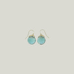 Aquamarine Quartz Coin Drop Earrings