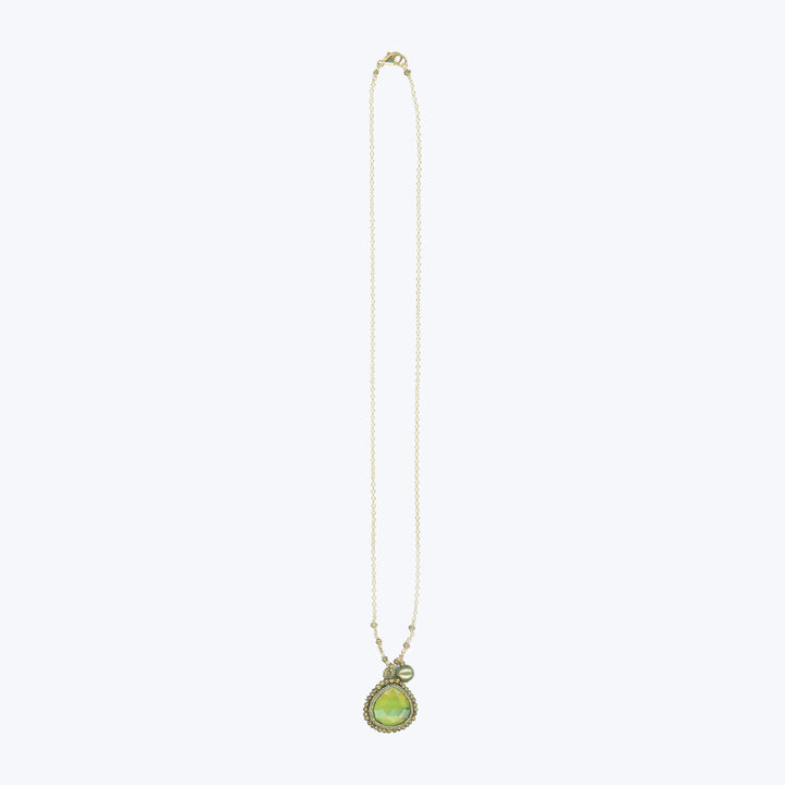 Caged Peridot Quartz Necklace