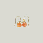 White Pearl and Carnelian Drop Earrings