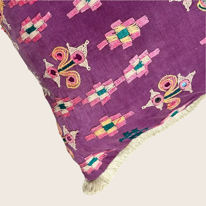 Vintage Banjara Embroidered Lumbar Pillow