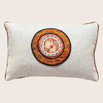Vintage Silk Embroidery Lumbar Pillow, Chrysanthemum Ember