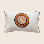 Vintage Silk Embroidery Lumbar Pillow, Chrysanthemum Ember