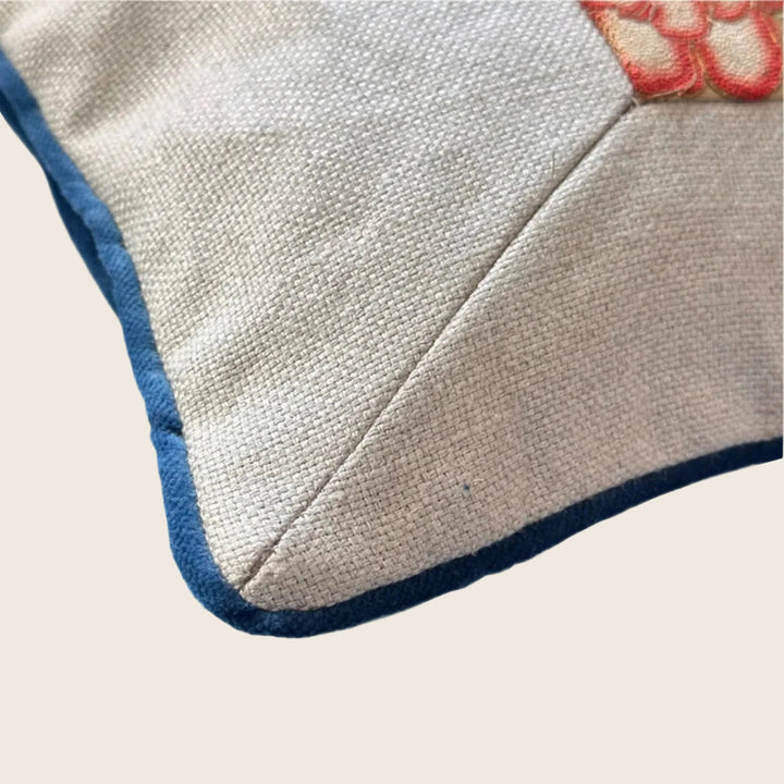 Antique Silk Embroidery Lumber Pillow, Floral