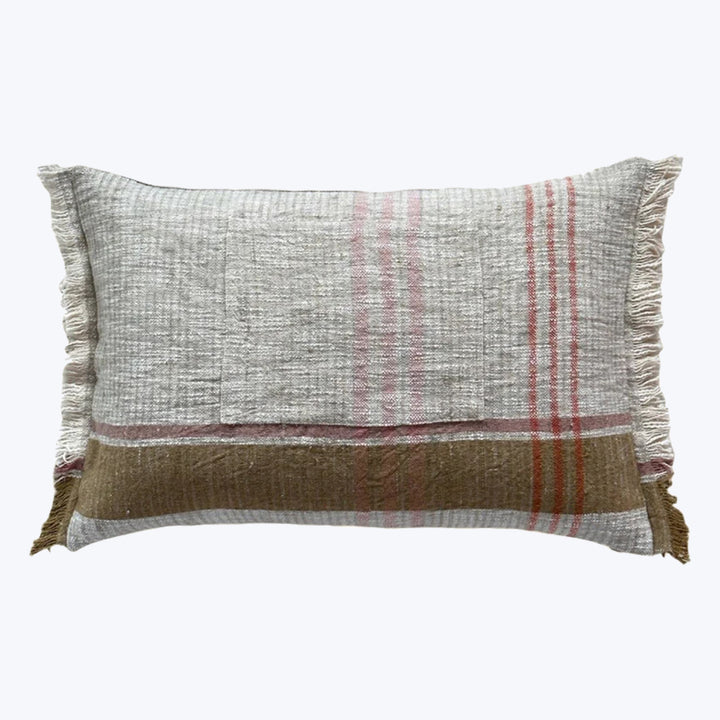 Handspun Cotton Apron Pocketed Lumbar Pillow