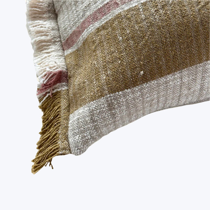 Handspun Cotton Apron Pocketed Lumbar Pillow