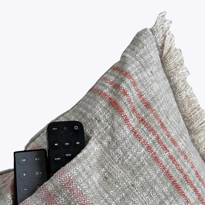 Handspun Cotton Apron Pocketed Lumbar Pillow