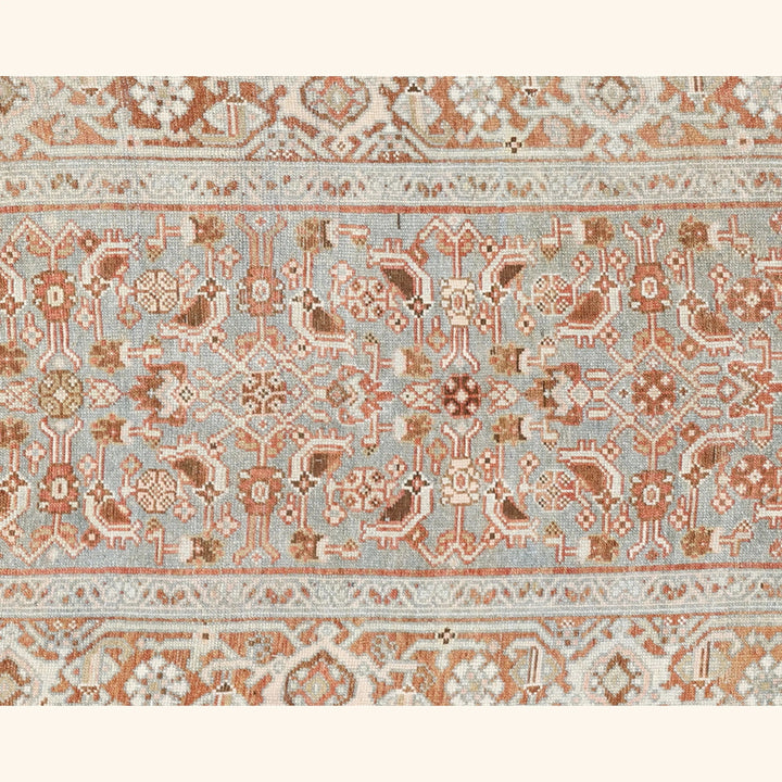 Light Blue Vintage Antique Traditional Melayer Wool Runner - 3'3" x 16'