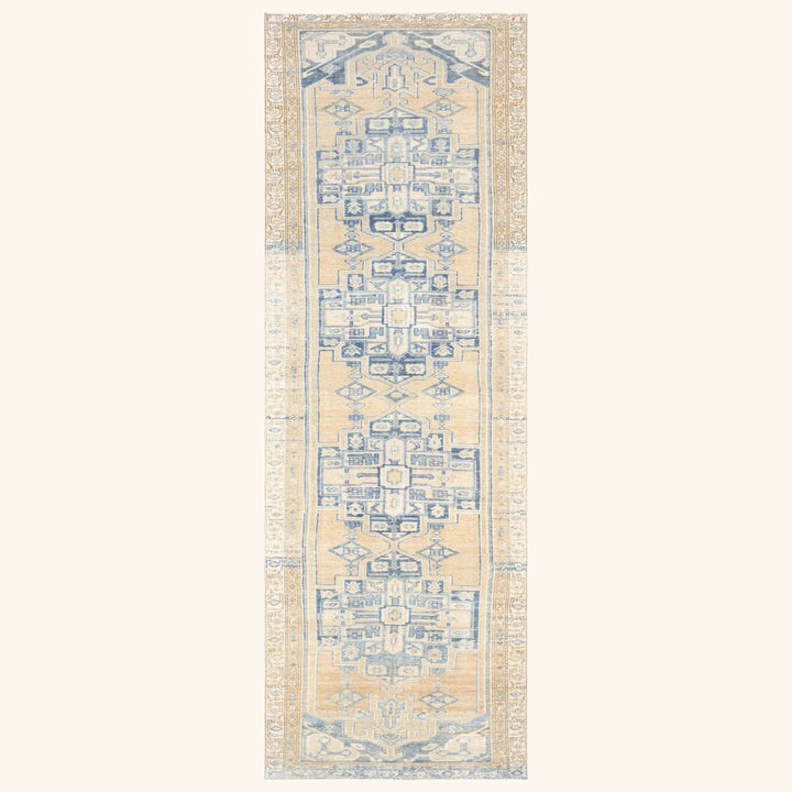 Blue Vintage Antique Traditional Melayer Wool Runner - 3' x 16'