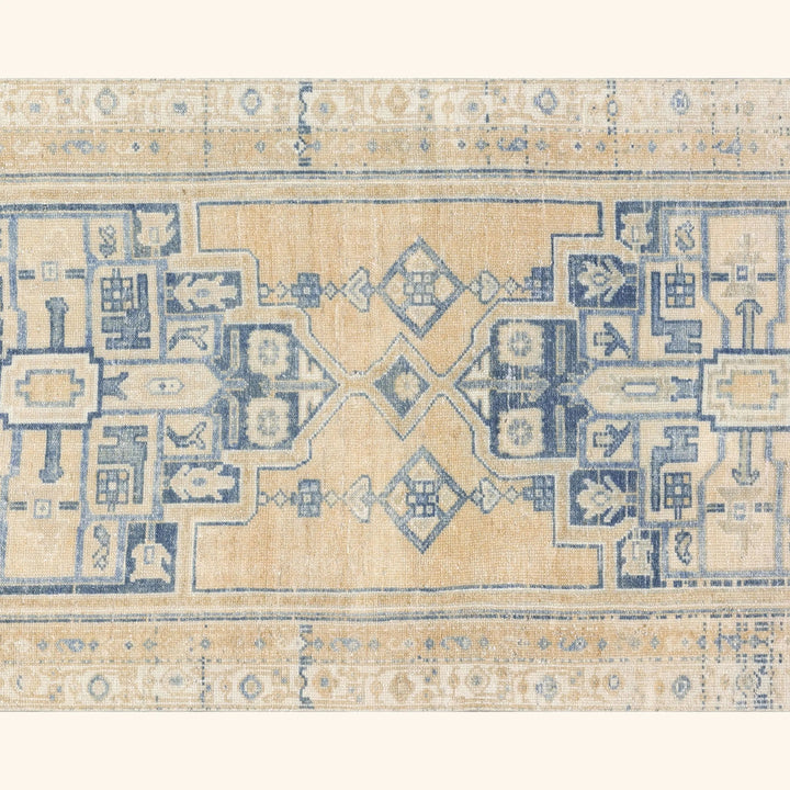 Blue Vintage Antique Traditional Melayer Wool Runner - 3' x 16'