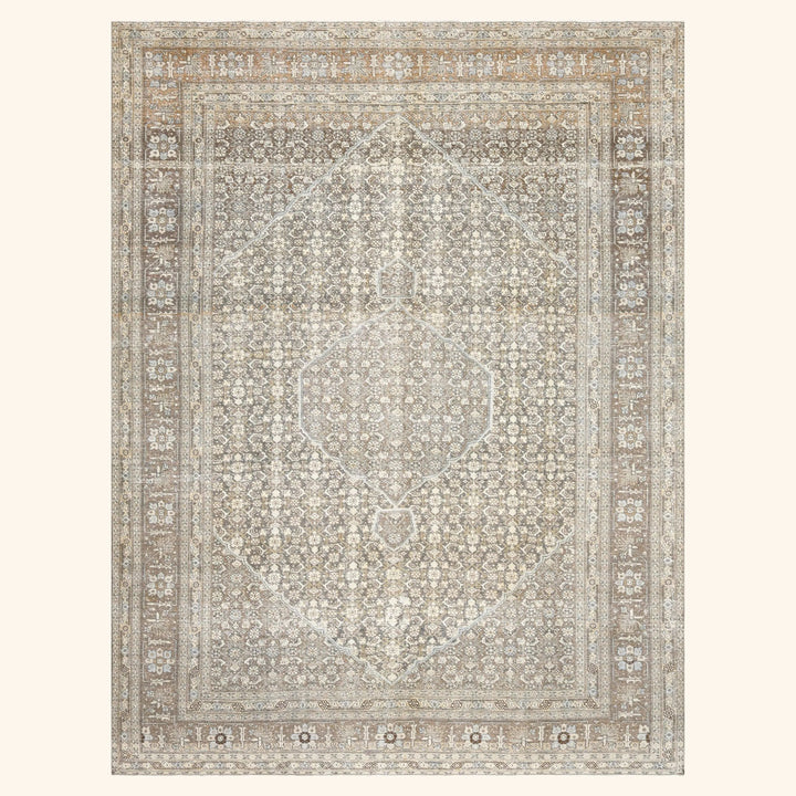 Blue Vintage Antique Traditional Tabriz Wool Rug - 8'3" x 11'