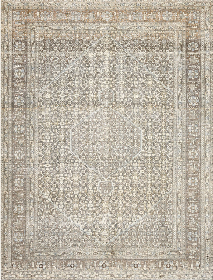 Beige Vintage Antique Traditional Tabriz Wool Rug - 8'3" x 11'
