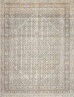 Beige Vintage Antique Traditional Tabriz Wool Rug - 8'3" x 11'