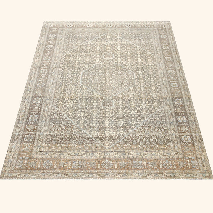 Blue Vintage Antique Traditional Tabriz Wool Rug - 8'3" x 11'