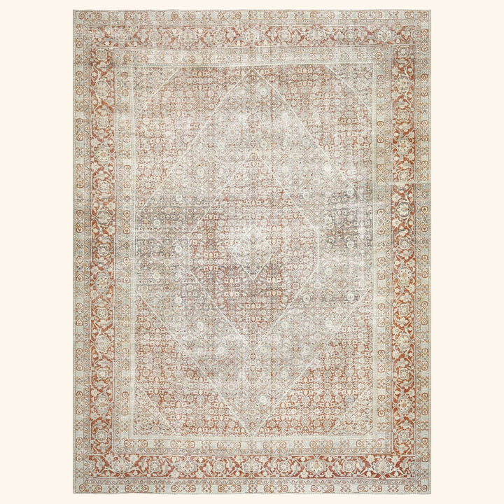 Charcoal Vintage Antique Traditional Tabriz Wool Rug - 9'3" x 12'6"