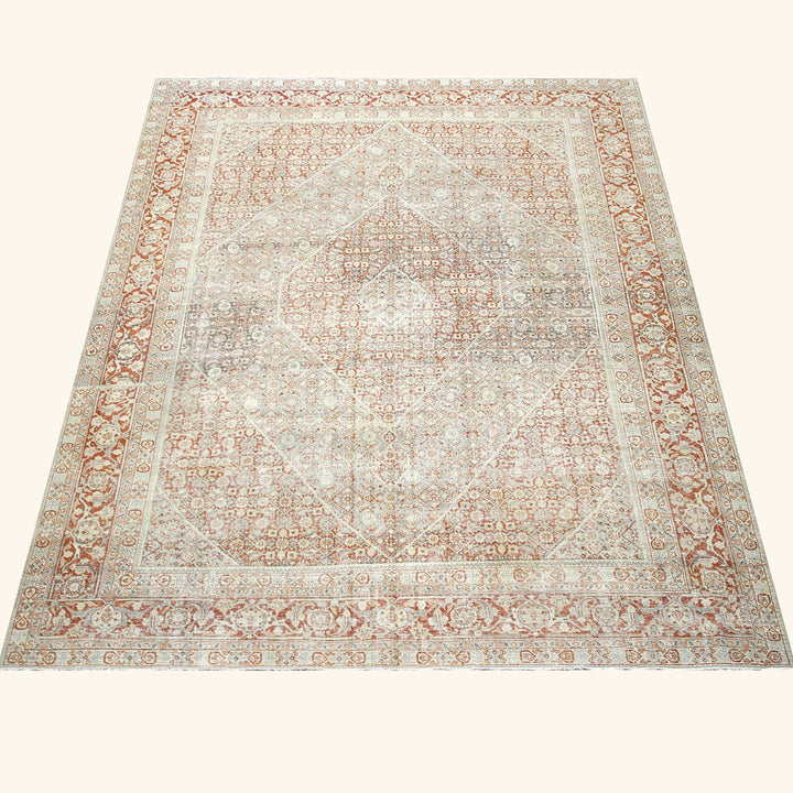 Charcoal Vintage Antique Traditional Tabriz Wool Rug - 9'3" x 12'6"