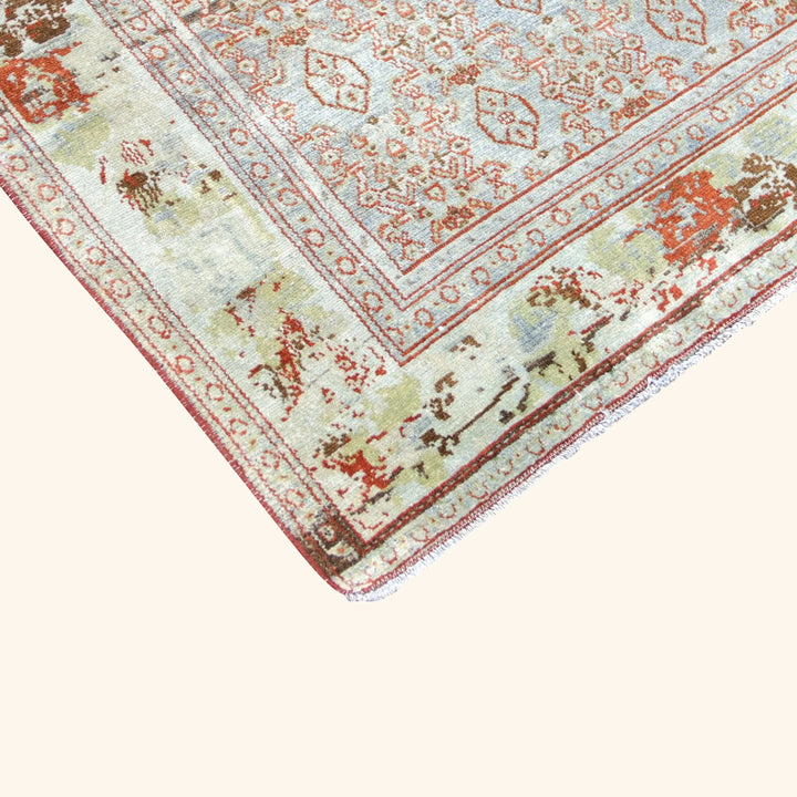 Blue Vintage Antique Traditional Senne Wool Rug - 4'5" x 6'3"