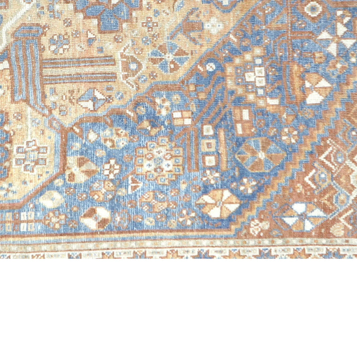 Natural Vintage Antique Traditional Shiraz Wool Rug - 7' x 9'11"