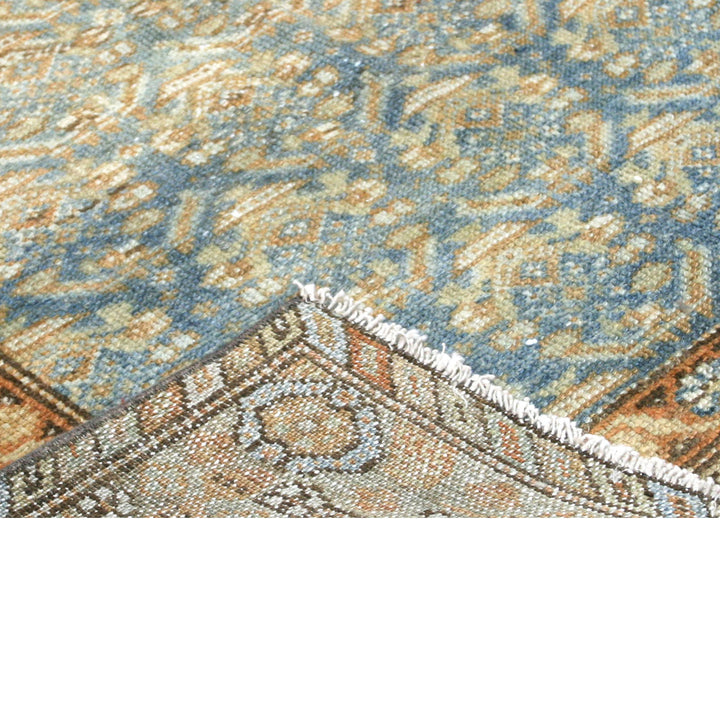 Blue Vintage Antique Traditional Melayer Wool Runner - 3' x 13'3"
