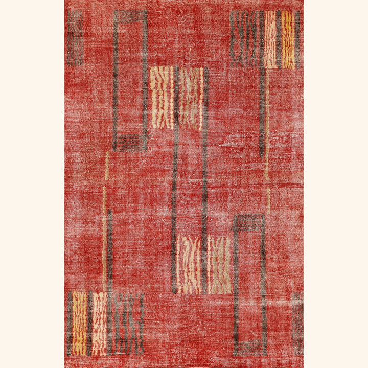 Multicolored Vintage Antique Traditional Deco Wool Rug - 6'6" x 9'9"