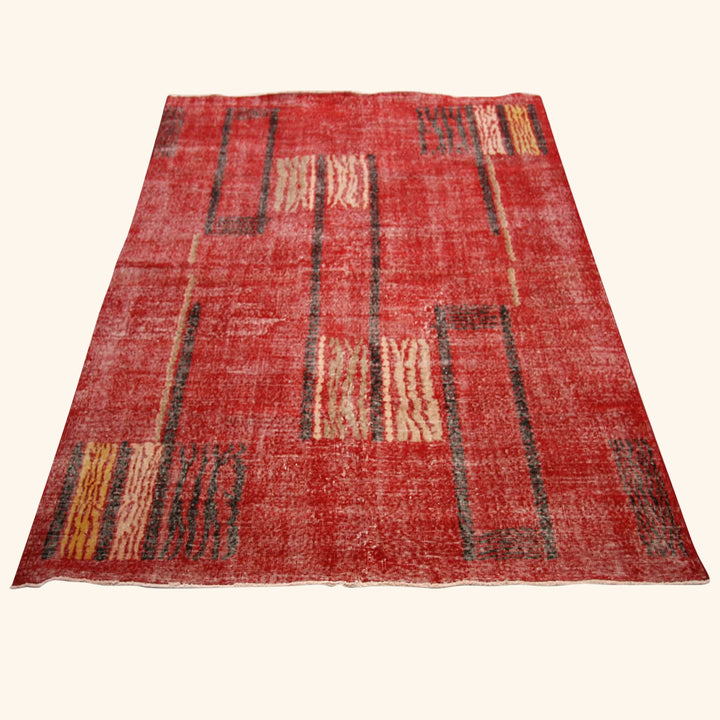 Multicolored Vintage Antique Traditional Deco Wool Rug - 6'6" x 9'9"