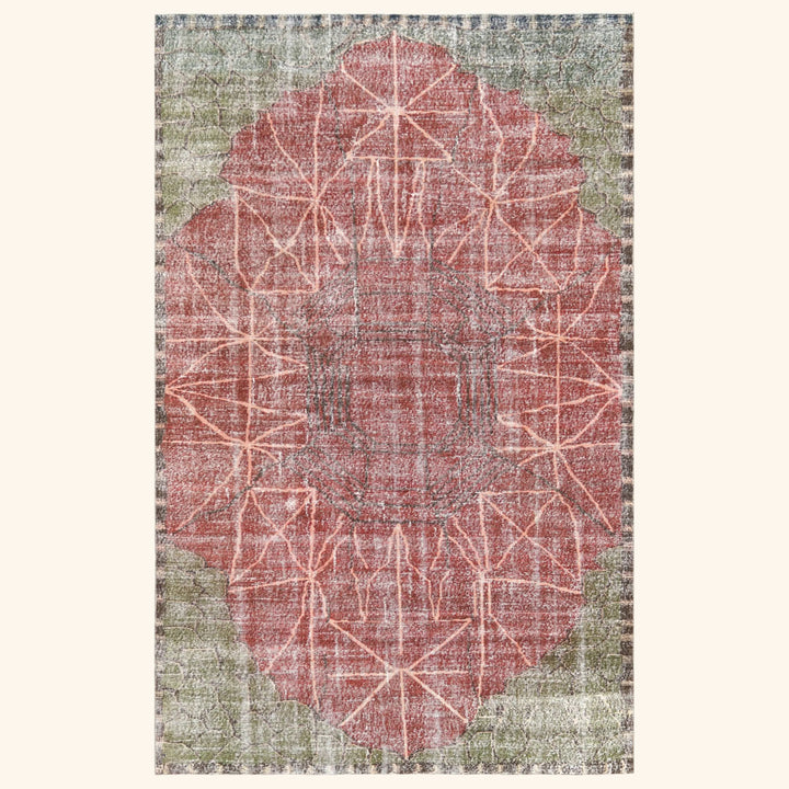 Red Vintage Antique Traditional Deco Wool Rug - 6'6" x 10'3"