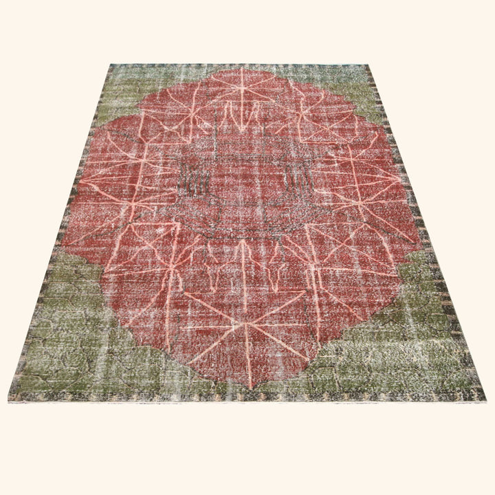 Red Vintage Antique Traditional Deco Wool Rug - 6'6" x 10'3"