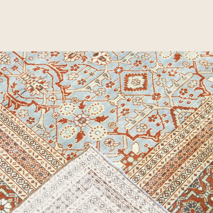 Blue Vintage Antique Traditional Tabriz Wool Rug - 9'3" x 12'11"