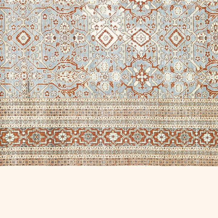 Blue Vintage Antique Traditional Tabriz Wool Rug - 9'3" x 12'11"