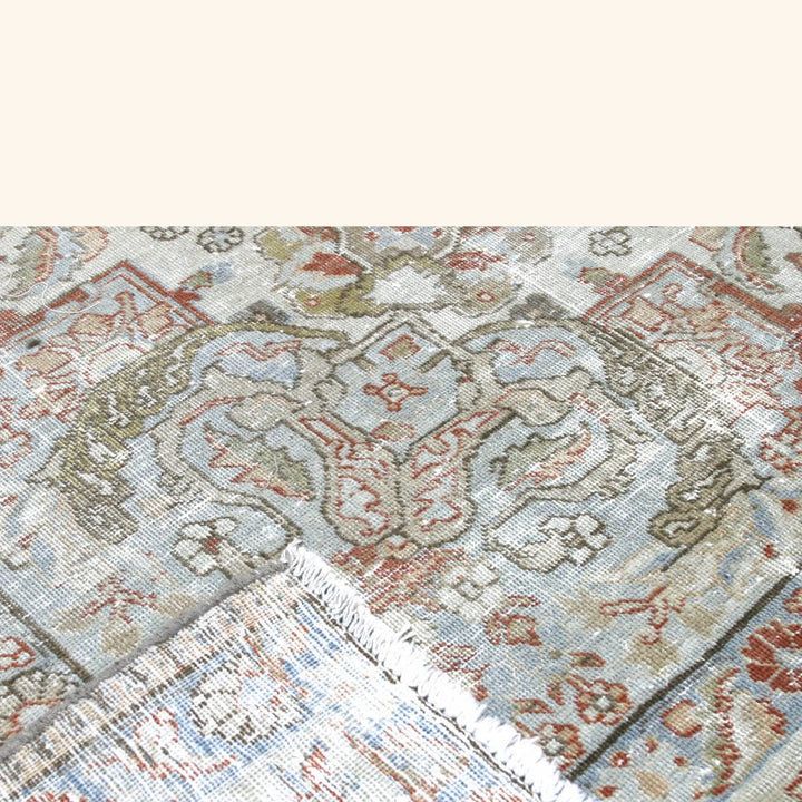 Ivory Vintage Antique Traditional Tabriz Wool Rug - 8'2" x 11'9"