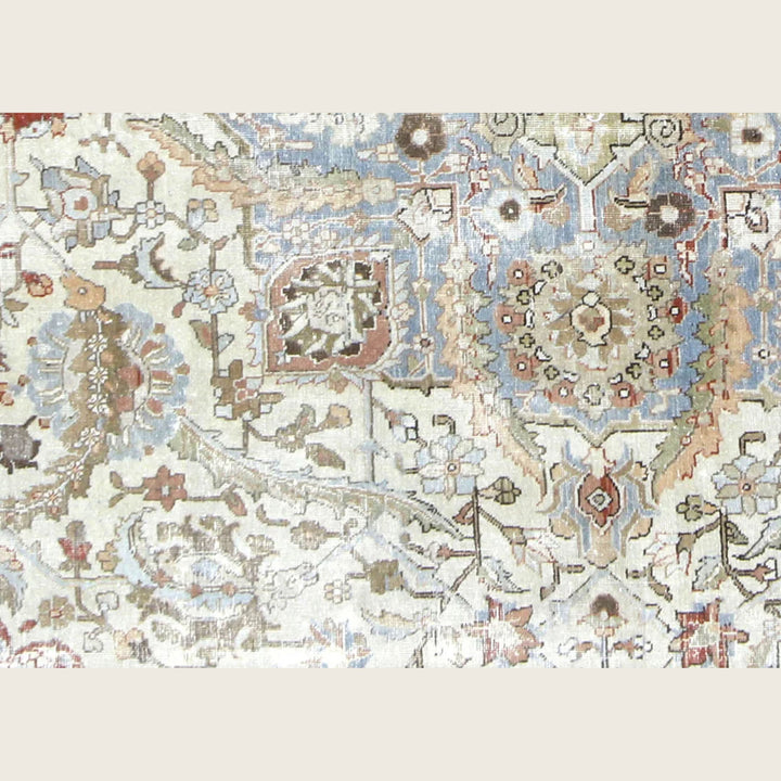 Ivory Vintage Antique Traditional Tabriz Wool Rug - 8'2" x 11'9"