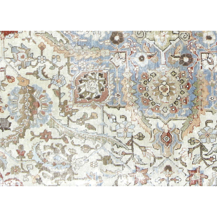 Ivory Vintage Antique Traditional Tabriz Wool Rug - 8'2" x 11'9"