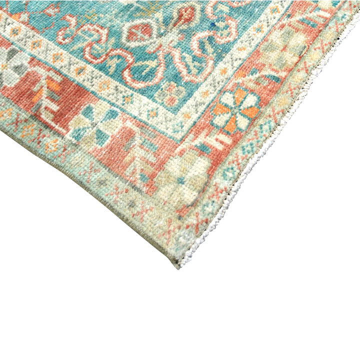 Blue Vintage Antique Traditional Oushak Wool Runner - 2'7" x 10'6"