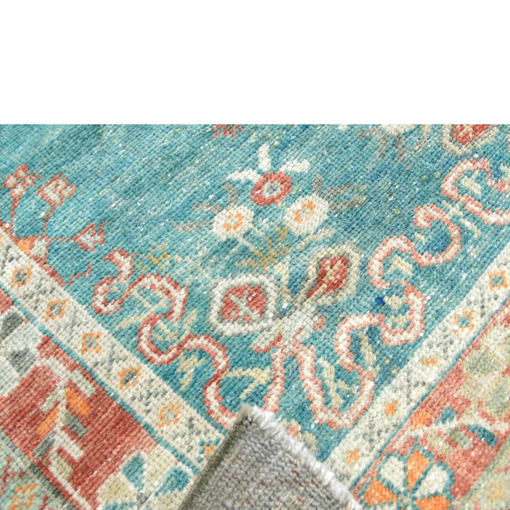 Blue Vintage Antique Traditional Oushak Wool Runner - 2'7" x 10'6"